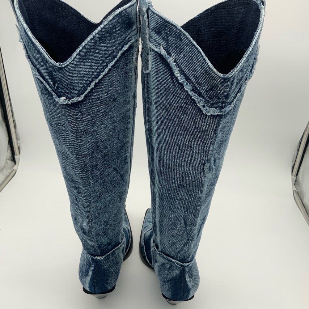 Zara Denim Cowboy Boots Size 41 - Picture 9 of 16